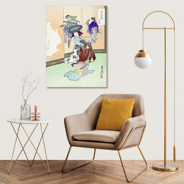 Quadro Stampa su Tela con Telaio in Legno Ogata Gekko - The Call of the Cuckoo