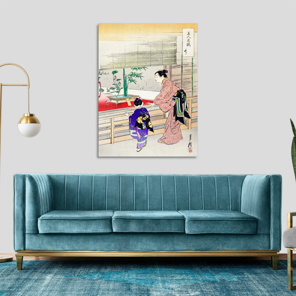 Quadro Stampa su Tela con Telaio in Legno Ogata Gekko - Ikebana Exhibition