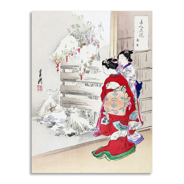 Quadro Stampa su Tela con Telaio in Legno Ogata Gekko - Snowy Garden