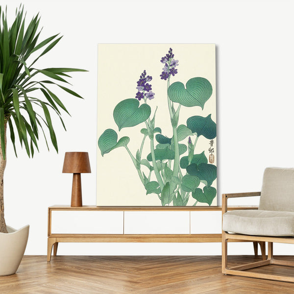 Quadro Stampa su Tela con Telaio in Legno Ogata Gekko - Blooming hosta