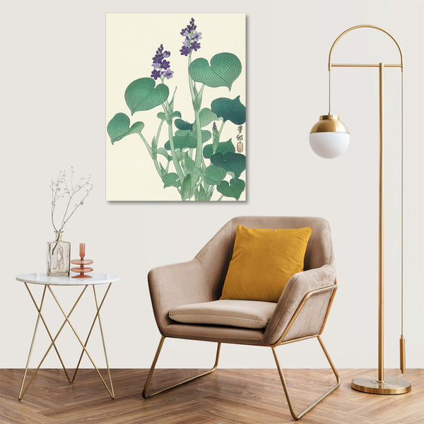 Quadro Stampa su Tela con Telaio in Legno Ogata Gekko - Blooming hosta