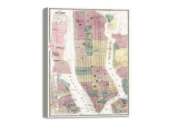 Quadro Stampa su Tela con Telaio in Legno Matthew Dripps - Map of New York