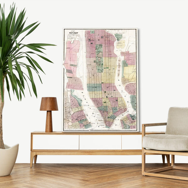 Quadro Stampa su Tela con Telaio in Legno Matthew Dripps - Map of New York