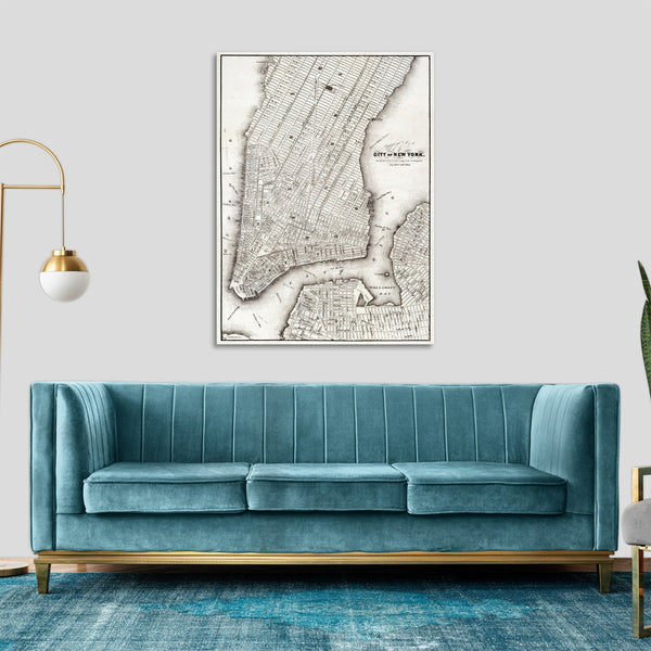 Quadro Stampa su Tela con Telaio in Legno Map of the city of New York