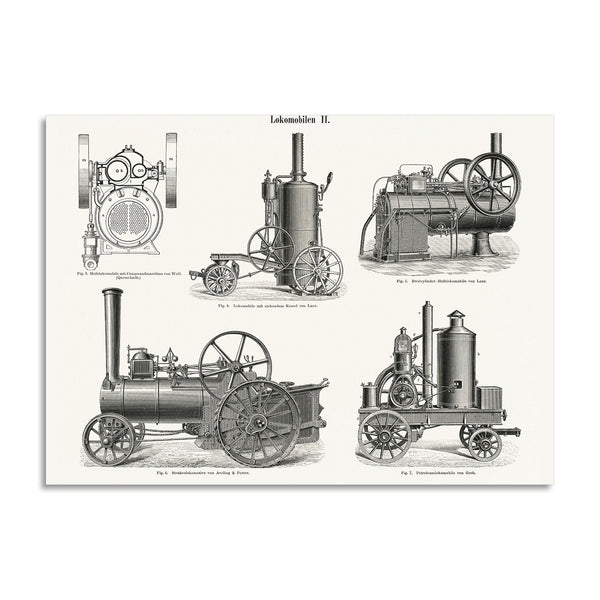 Quadro Stampa su Tela con Telaio in Legno Locomotive Engine