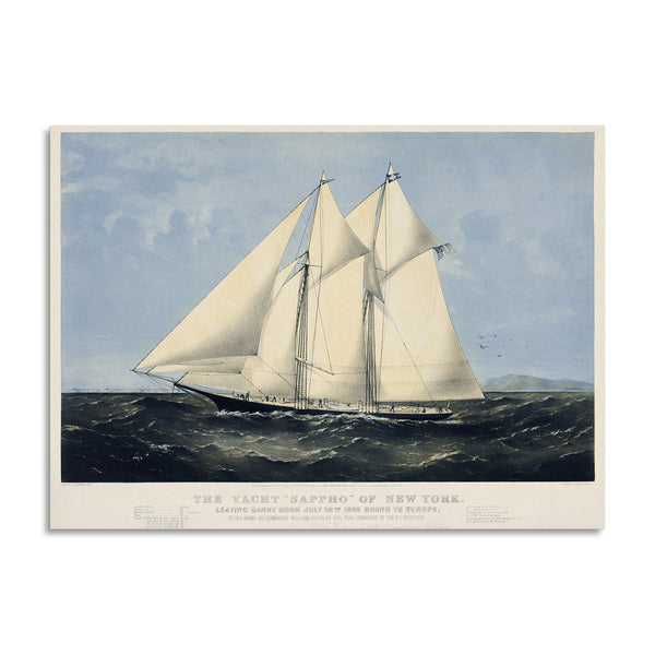 Quadro Stampa su Tela con Telaio in Legno Chromolithograph of the yacht