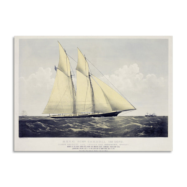 Quadro Stampa su Tela con Telaio in Legno Chromolithograph of the yacht