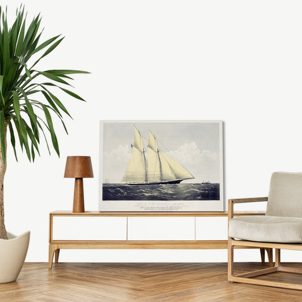 Quadro Stampa su Tela con Telaio in Legno Chromolithograph of the yacht