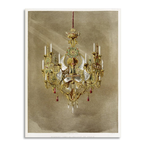 Quadro Stampa su Tela con Telaio in Legno Matthew Digby wyatt - Pendant lamp