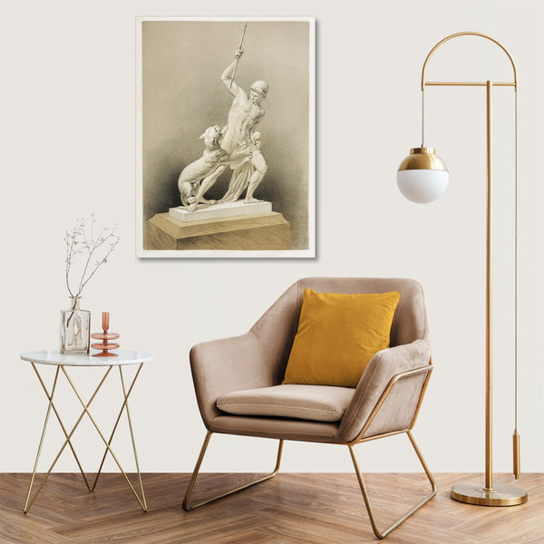 Quadro Stampa su Tela con Telaio in Legno Matthew Digby wyatt - The hunter fighting with the panther