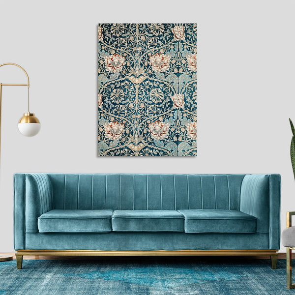 Quadro Stampa su Tela con Telaio in Legno William Morris - Honeysuckle
