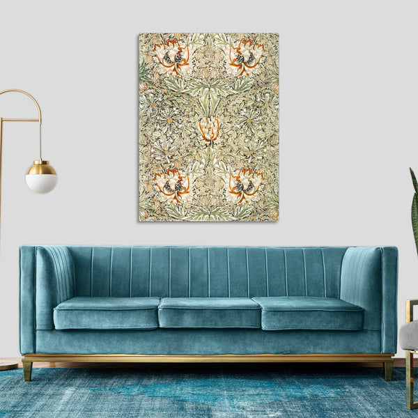 Quadro Stampa su Tela con Telaio in Legno William Morris - Honeysuckle
