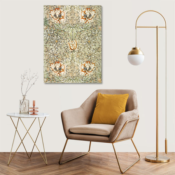 Quadro Stampa su Tela con Telaio in Legno William Morris - Honeysuckle