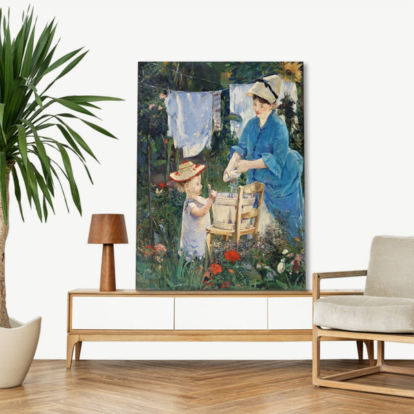 Quadro Stampa su Tela con Telaio in Legno Edouadr Manet - Laundry