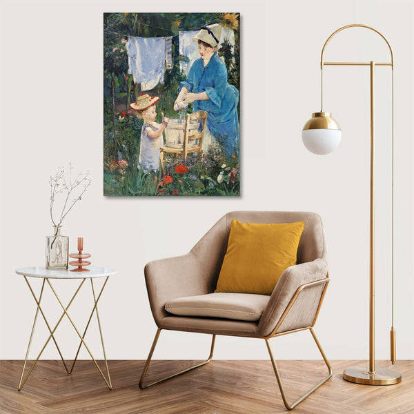 Quadro Stampa su Tela con Telaio in Legno Edouadr Manet - Laundry