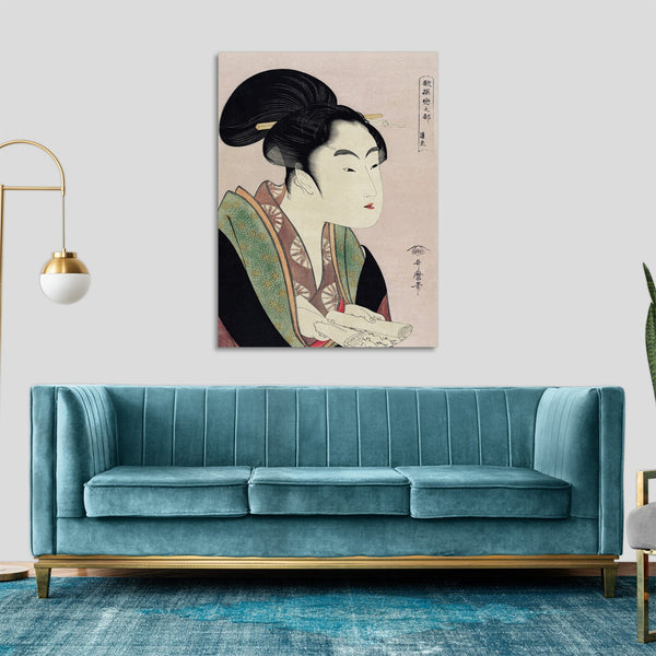 Quadro Stampa su Tela con Telaio in Legno Utamaro Kitagawa - Yogoto ni au Koi