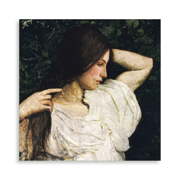 Quadro Stampa su Tela con Telaio in Legno Abbott Handerson Thayer - Girl Arranging Her Hair