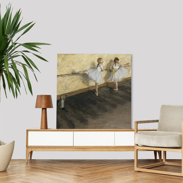 Quadro Stampa su Tela con Telaio in Legno Edgar Degas - Dancers Practicing at the Barre