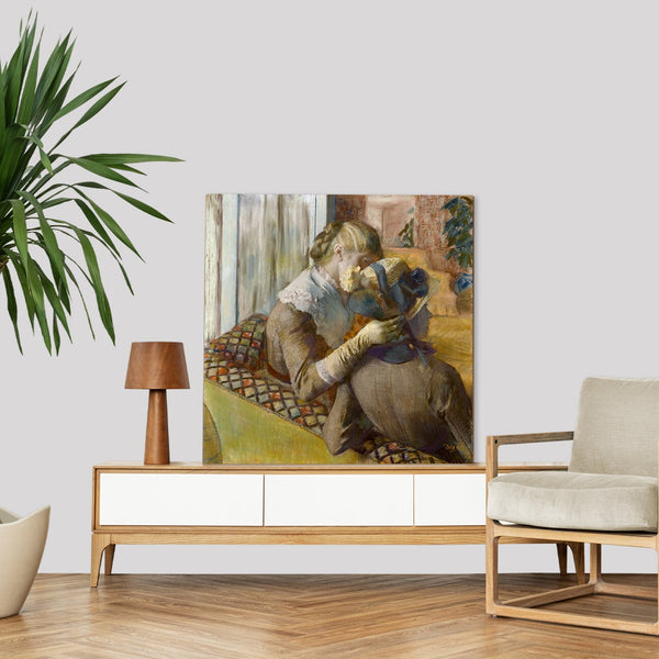 Quadro Stampa su Tela con Telaio in Legno Edgar Degas - At the Milliner’s