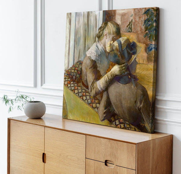 Quadro Stampa su Tela con Telaio in Legno Edgar Degas - At the Milliner’s
