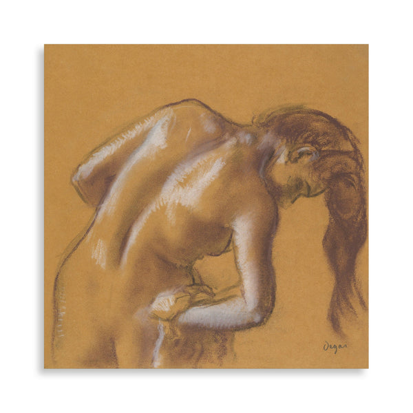 Quadro Stampa su Tela con Telaio in Legno Edgar Degas - Nude lady Bather Drying Herself