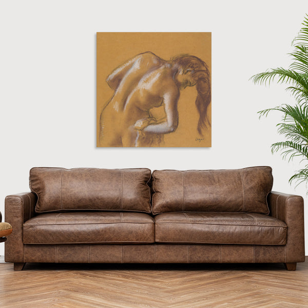 Quadro Stampa su Tela con Telaio in Legno Edgar Degas - Nude lady Bather Drying Herself