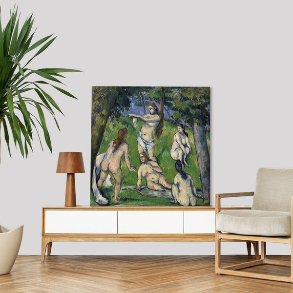 Quadro Stampa su Tela con Telaio in Legno Paul Cezanne - Five Bathers