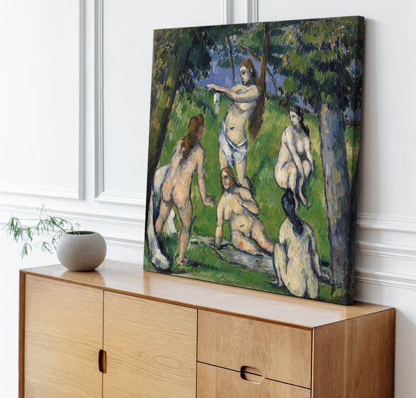 Quadro Stampa su Tela con Telaio in Legno Paul Cezanne - Five Bathers