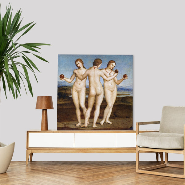 Quadro Stampa su Tela con Telaio in Legno Raffaello Sanzio - Three Graces