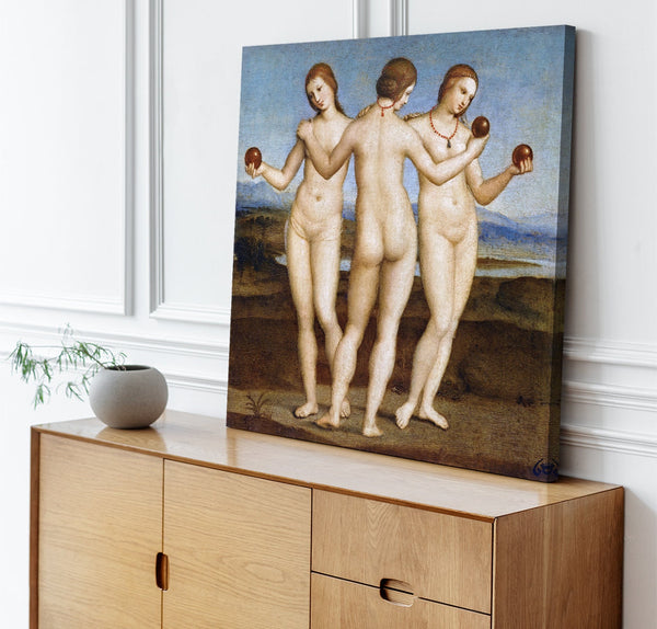 Quadro Stampa su Tela con Telaio in Legno Raffaello Sanzio - Three Graces