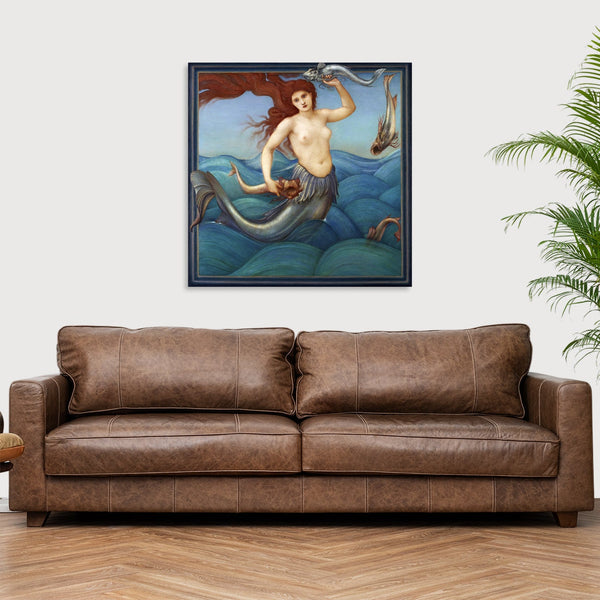 Quadro Stampa su Tela con Telaio in Legno Edward Burne Jones - A Sea-Nymph