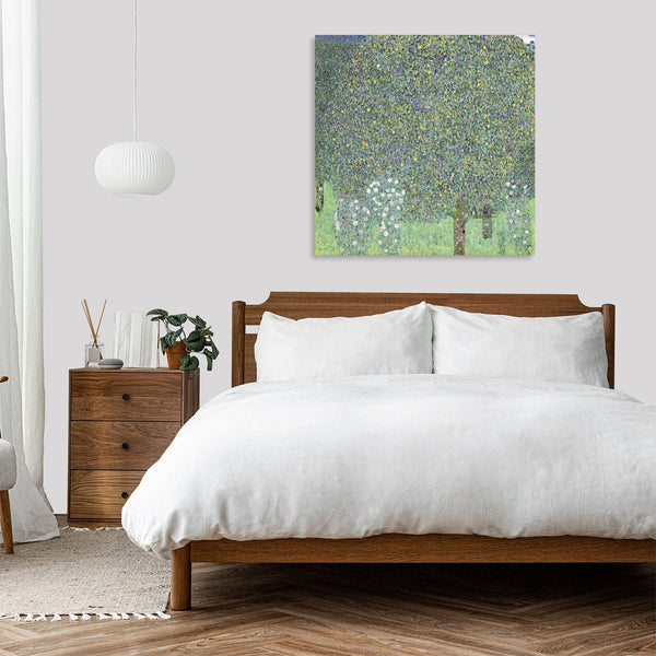 Quadro Stampa su Tela con Telaio in Legno Gustav Klimt - Roses under the Trees