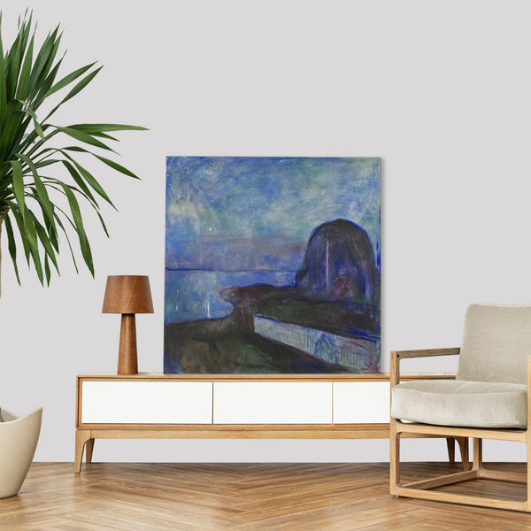 Quadro Stampa su Tela con Telaio in Legno Edvard Munch - Starry Night