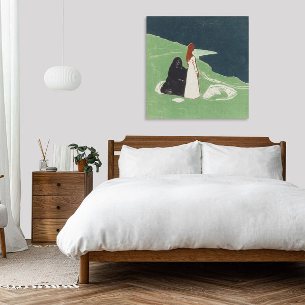 Quadro Stampa su Tela con Telaio in Legno Edvard Munch - Two Women on the Shore