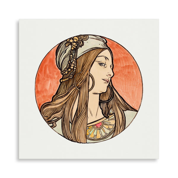 Quadro Stampa su Tela con Telaio in Legno Alphonse Mucha - Stained glass window for the facade of the Fouquet boutique