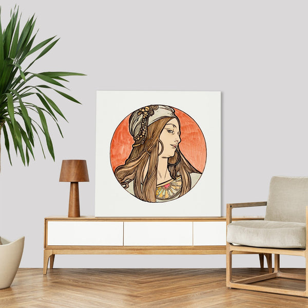 Quadro Stampa su Tela con Telaio in Legno Alphonse Mucha - Stained glass window for the facade of the Fouquet boutique