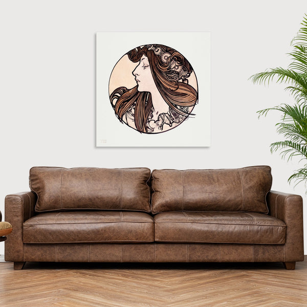 Quadro Stampa su Tela con Telaio in Legno Alphonse Mucha - Stained glass window for the facade of the Fouquet boutique