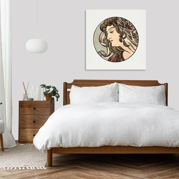 Quadro Stampa su Tela con Telaio in Legno Alphonse Mucha - Stained glass window for the facade of the Fouquet boutique