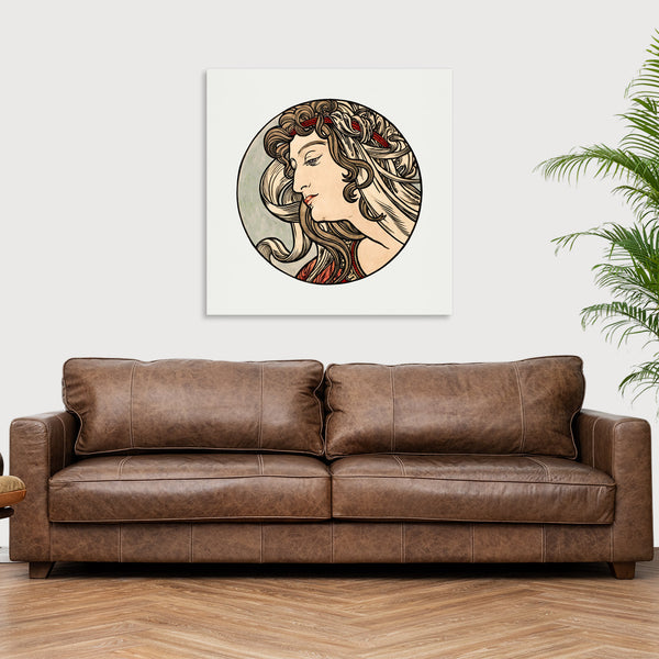 Quadro Stampa su Tela con Telaio in Legno Alphonse Mucha - Stained glass window for the facade of the Fouquet boutique