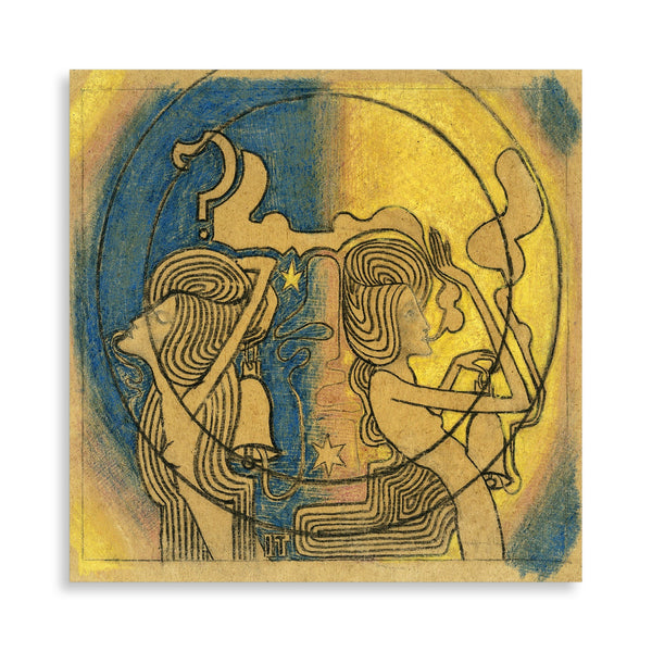 Quadro Stampa su Tela con Telaio in Legno Jan Toorop - Two stylized female figures with clock in hand