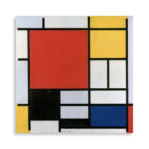 Quadro Stampa su Tela con Telaio in Legno Piet Mondrian - Composition with Red, Yellow, Blue, and Black