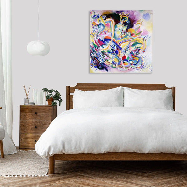 Quadro Stampa su Tela con Telaio in Legno Wassily Kandinsky - Improvisation Painting