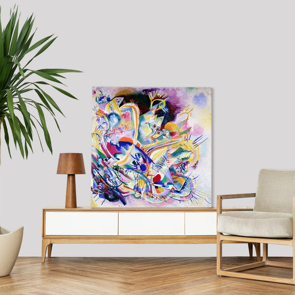 Quadro Stampa su Tela con Telaio in Legno Wassily Kandinsky - Improvisation Painting