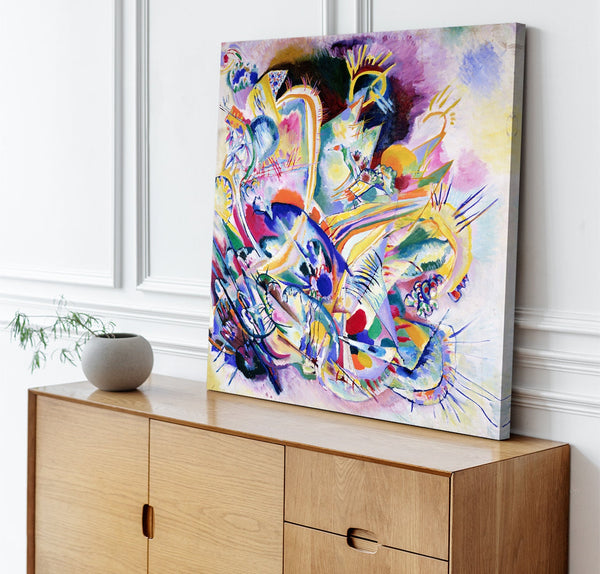 Quadro Stampa su Tela con Telaio in Legno Wassily Kandinsky - Improvisation Painting