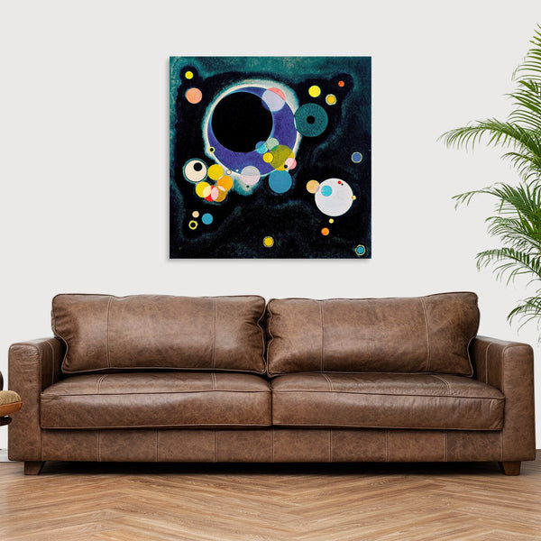 Quadro Stampa su Tela con Telaio in Legno Wassily Kandinsky - Sketch for Several Circles