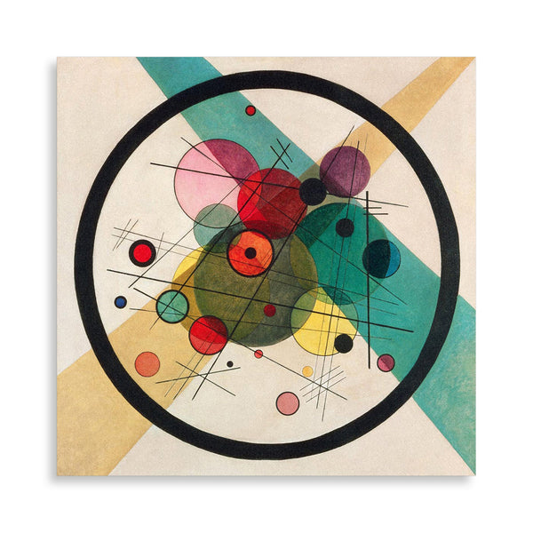 Quadro Stampa su Tela con Telaio in Legno Wassily Kandinsky - Circles in a circle
