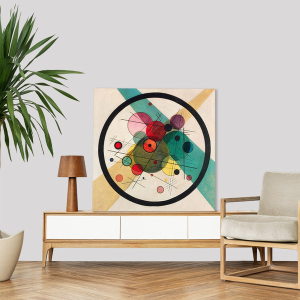 Quadro Stampa su Tela con Telaio in Legno Wassily Kandinsky - Circles in a circle