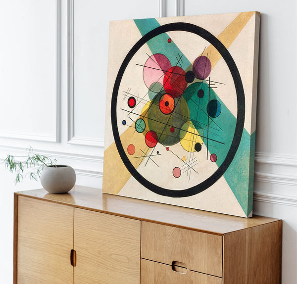 Quadro Stampa su Tela con Telaio in Legno Wassily Kandinsky - Circles in a circle