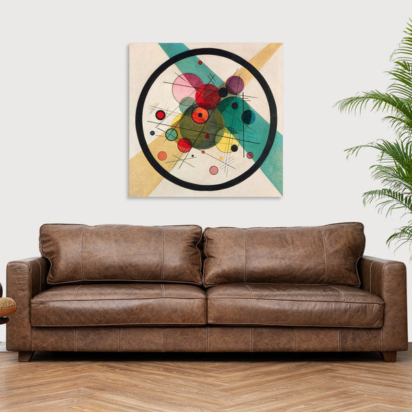Quadro Stampa su Tela con Telaio in Legno Wassily Kandinsky - Circles in a circle