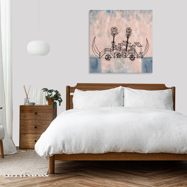 Quadro Stampa su Tela con Telaio in Legno Paul Klee - Old Steamboat
